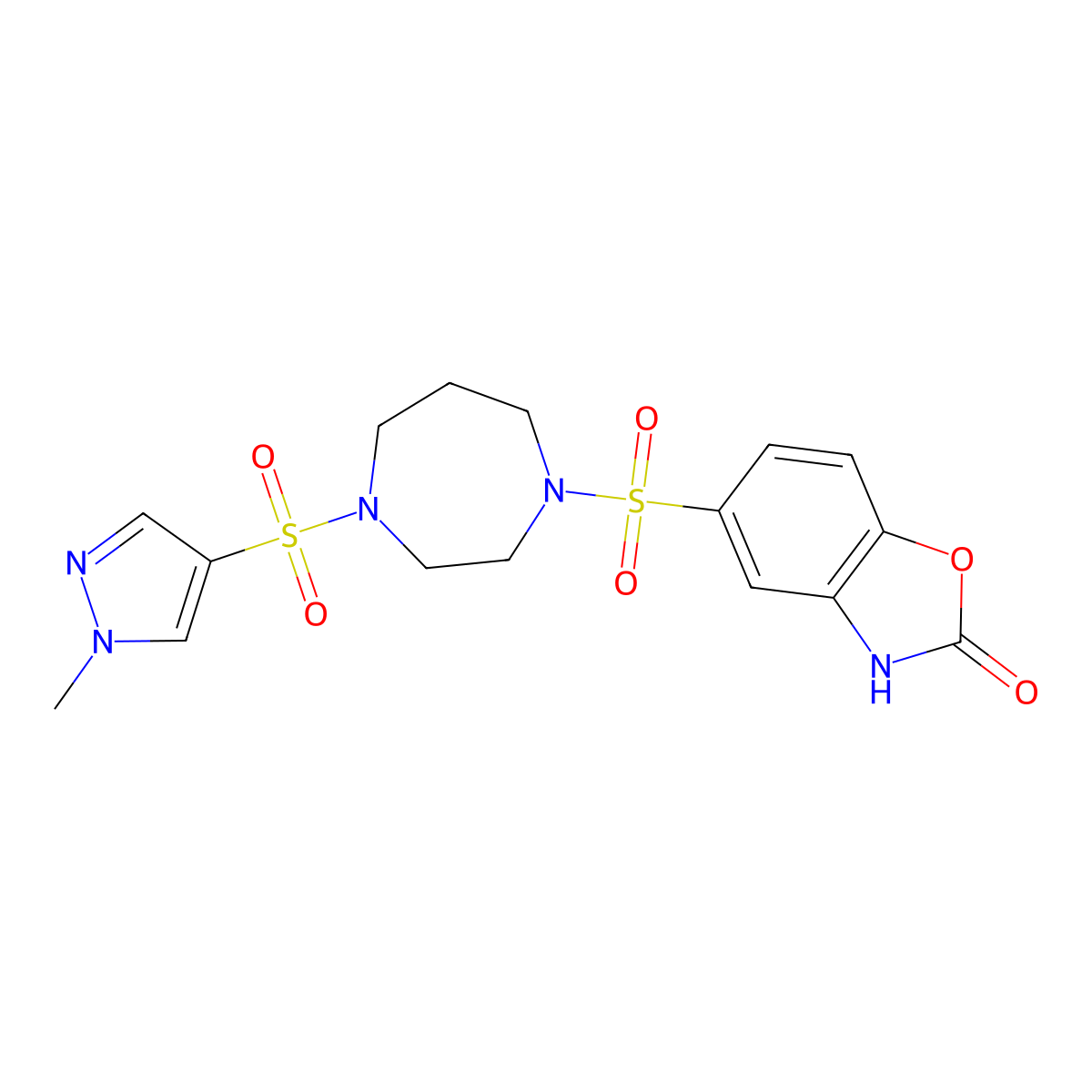 5-((4-((1-methyl-1H-pyrazol-4-yl)sulfonyl)-1,4-diazepan-1-yl)sulfonyl)benzo[d]oxazol-2(3H)-one molecular structure, CAS 2034337-95-4