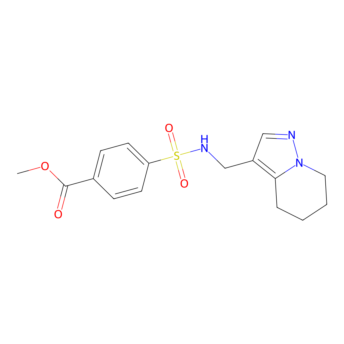 methyl 4-(N-((4,5,6,7-tetrahydropyrazolo[1,5-a]pyridin-3-yl)methyl)sulfamoyl)benzoate molecular structure, CAS 2034337-97-6