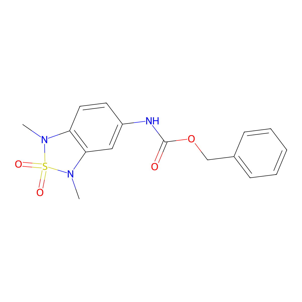 Benzyl (1,3-dimethyl-2,2-dioxido-1,3-dihydrobenzo[c][1,2,5]thiadiazol-5-yl)carbamate molecular structure, CAS 2034337-98-7