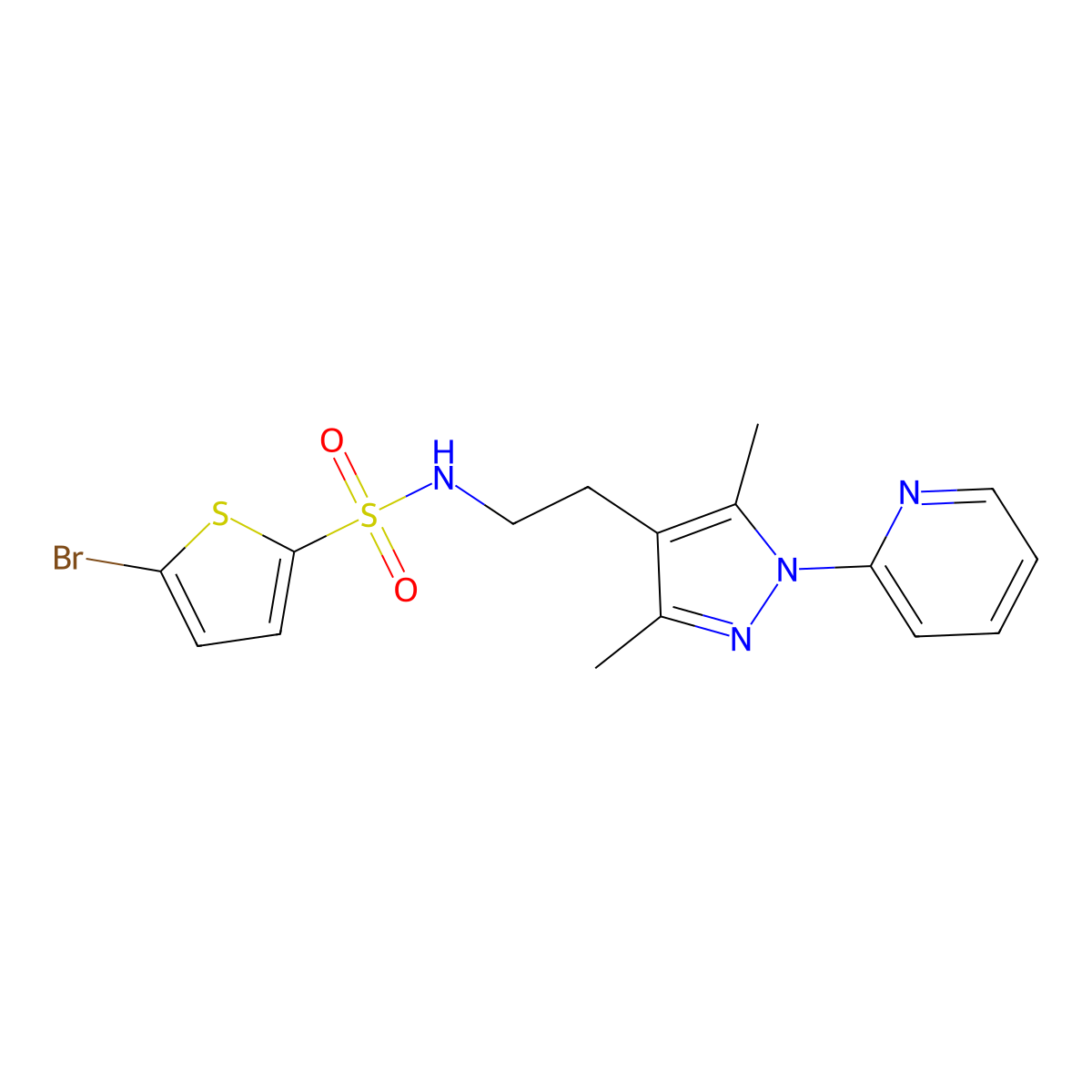 5-bromo-N-(2-(3,5-dimethyl-1-(pyridin-2-yl)-1H-pyrazol-4-yl)ethyl)thiophene-2-sulfonamide molecular structure, CAS 2034337-99-8