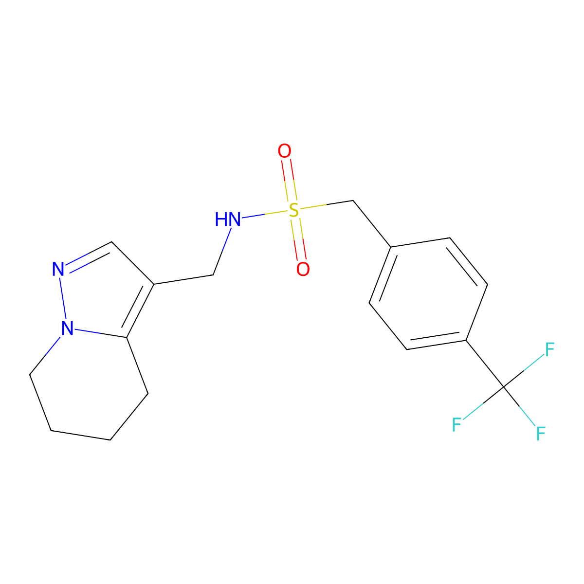 N-((4,5,6,7-tetrahydropyrazolo[1,5-a]pyridin-3-yl)methyl)-1-(4-(trifluoromethyl)phenyl)methanesulfonamide molecular structure, CAS 2034338-05-9
