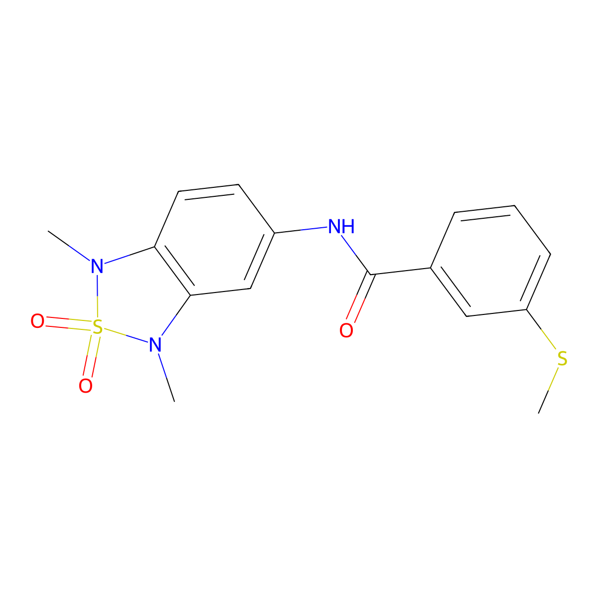 N-(1,3-dimethyl-2,2-dioxido-1,3-dihydrobenzo[c][1,2,5]thiadiazol-5-yl)-3-(methylthio)benzamide molecular structure, CAS 2034338-12-8