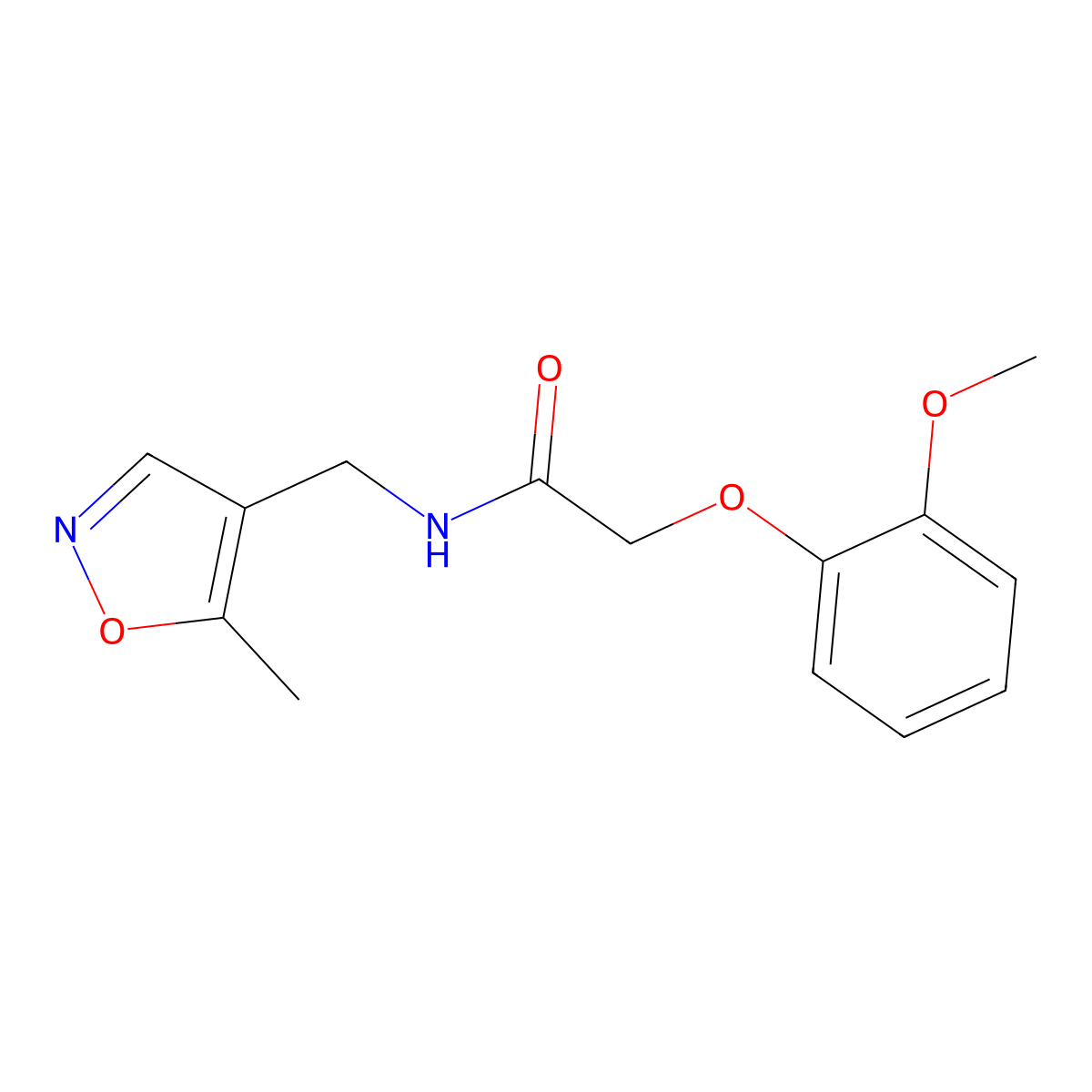 2-(2-methoxyphenoxy)-N-((5-methylisoxazol-4-yl)methyl)acetamide molecular structure, CAS 2034338-13-9