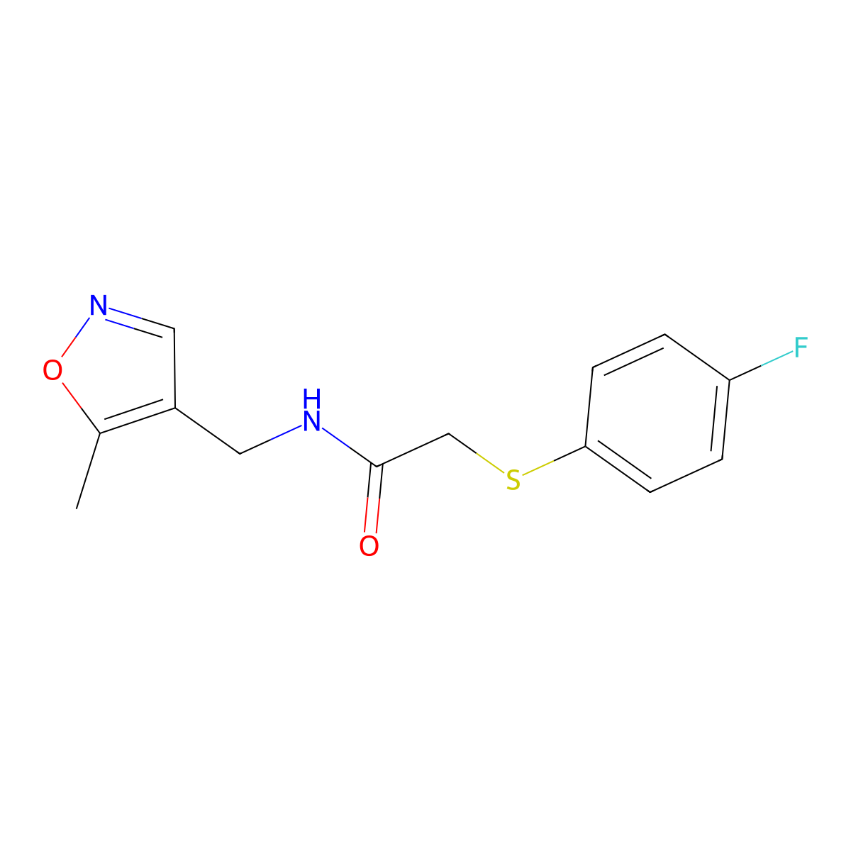 2-((4-fluorophenyl)thio)-N-((5-methylisoxazol-4-yl)methyl)acetamide molecular structure, CAS 2034338-15-1