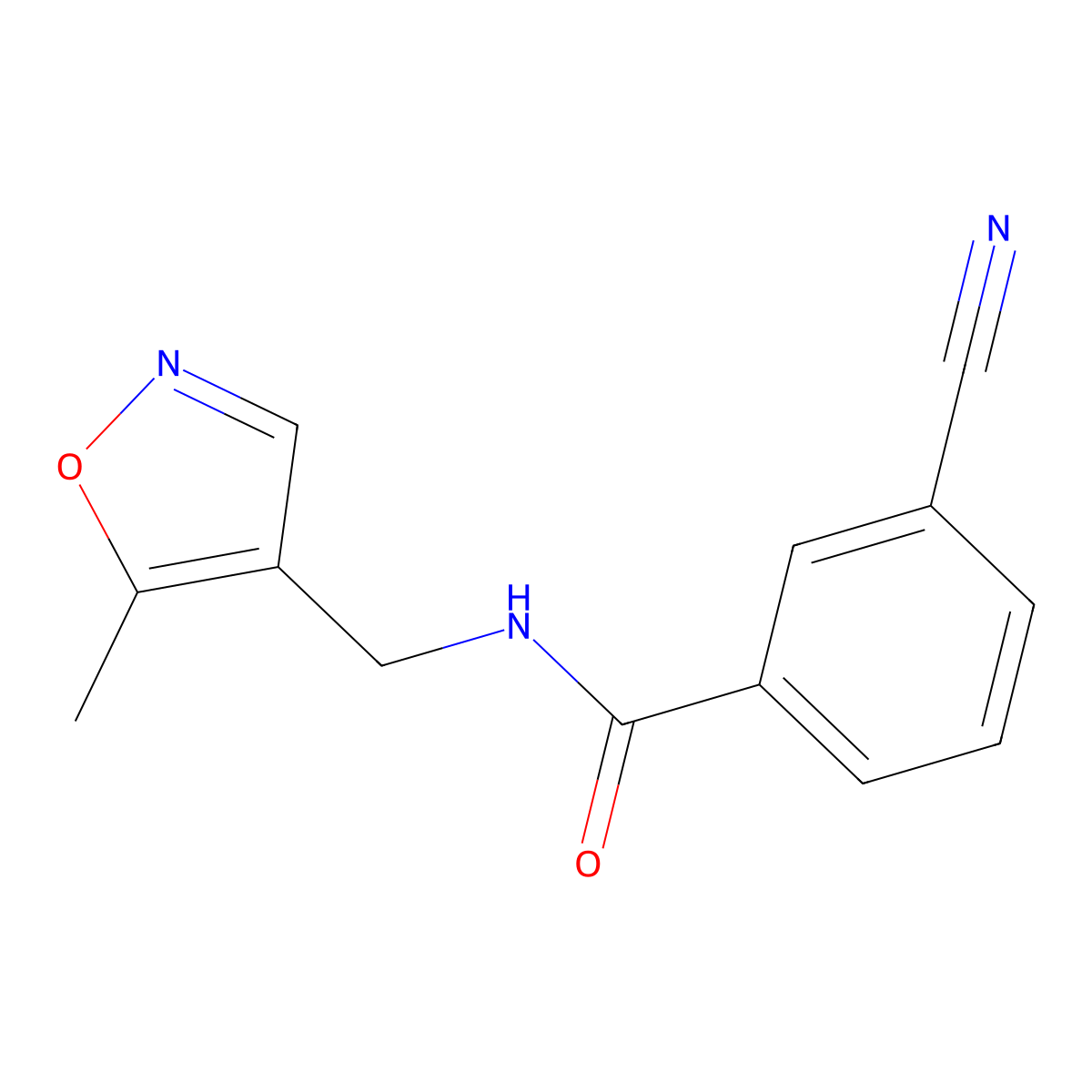 3-cyano-N-((5-methylisoxazol-4-yl)methyl)benzamide molecular structure, CAS 2034338-18-4