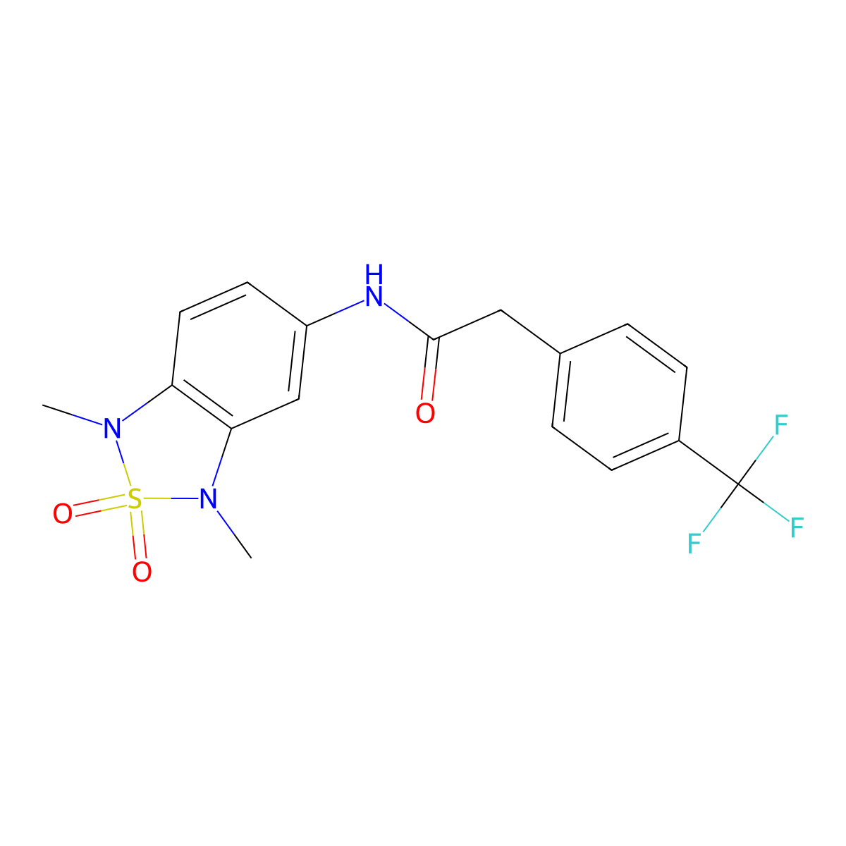 N-(1,3-dimethyl-2,2-dioxido-1,3-dihydrobenzo[c][1,2,5]thiadiazol-5-yl)-2-(4-(trifluoromethyl)phenyl)acetamide molecular structure, CAS 2034338-19-5