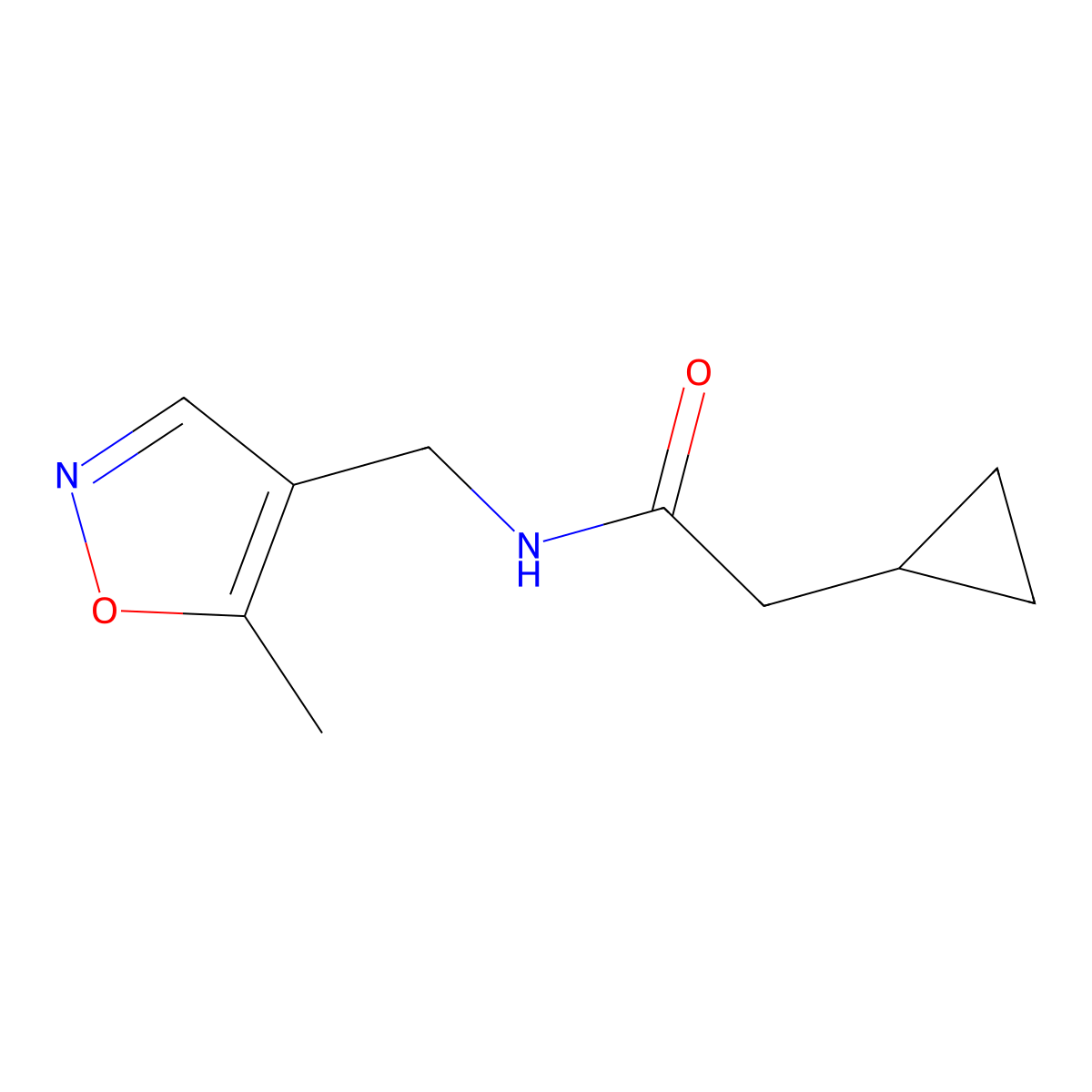 2-cyclopropyl-N-((5-methylisoxazol-4-yl)methyl)acetamide molecular structure, CAS 2034338-21-9