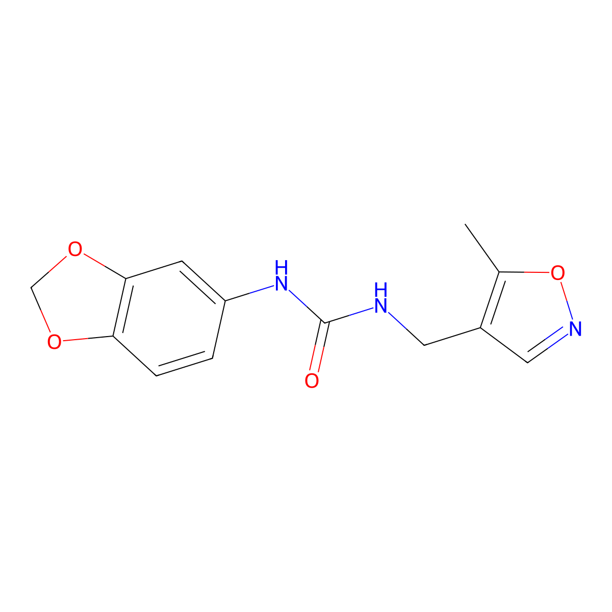 1-(Benzo[d][1,3]dioxol-5-yl)-3-((5-methylisoxazol-4-yl)methyl)urea molecular structure, CAS 2034338-31-1