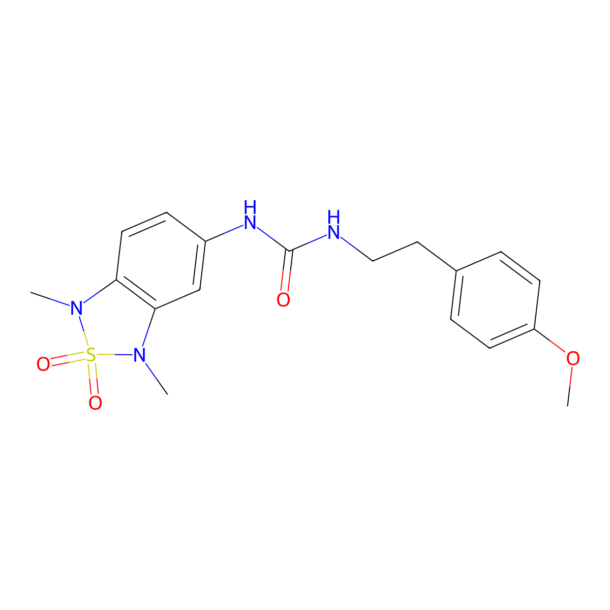 1-(1,3-Dimethyl-2,2-dioxido-1,3-dihydrobenzo[c][1,2,5]thiadiazol-5-yl)-3-(4-methoxyphenethyl)urea molecular structure, CAS 2034338-36-6