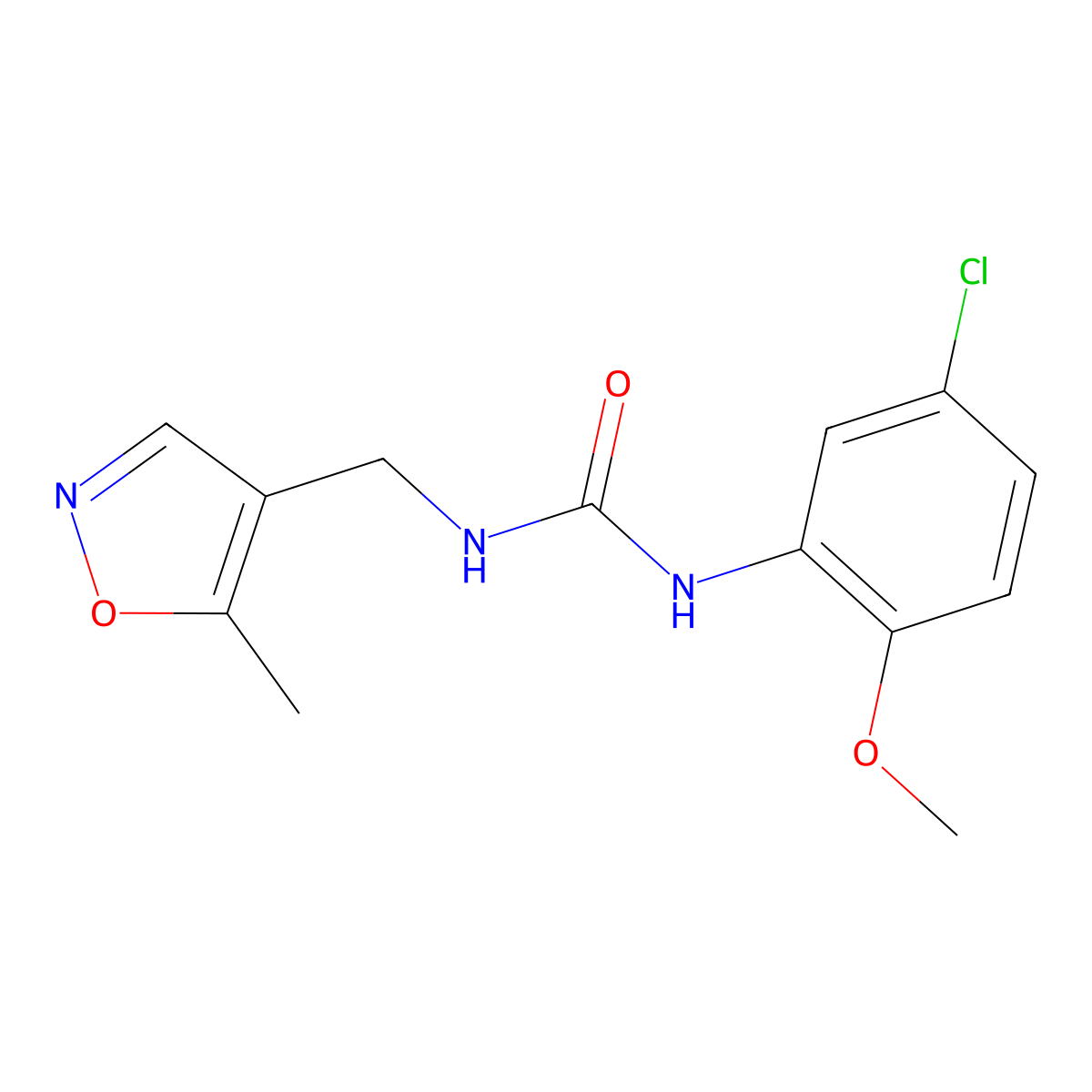 1-(5-Chloro-2-methoxyphenyl)-3-((5-methylisoxazol-4-yl)methyl)urea molecular structure, CAS 2034338-45-7