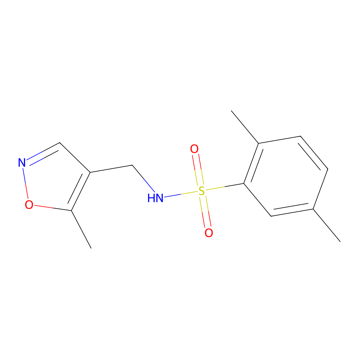 2,5-dimethyl-N-((5-methylisoxazol-4-yl)methyl)benzenesulfonamide molecular structure, CAS 2034338-48-0