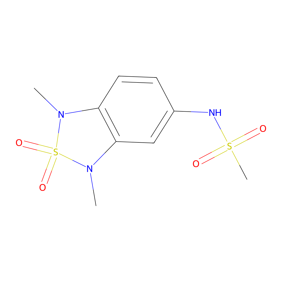 N-(1,3-dimethyl-2,2-dioxido-1,3-dihydrobenzo[c][1,2,5]thiadiazol-5-yl)methanesulfonamide molecular structure, CAS 2034338-50-4