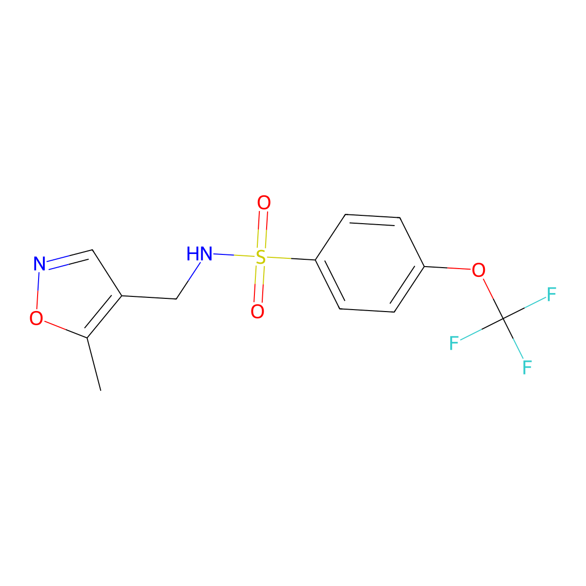 N-((5-methylisoxazol-4-yl)methyl)-4-(trifluoromethoxy)benzenesulfonamide molecular structure, CAS 2034338-51-5