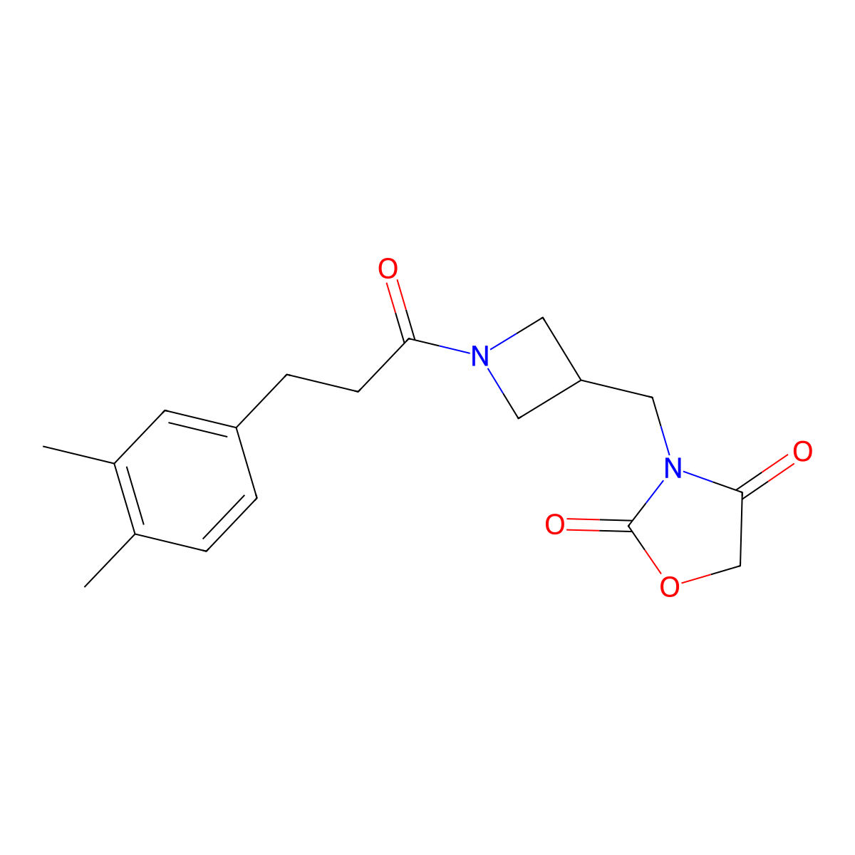 3-((1-(3-(3,4-Dimethylphenyl)propanoyl)azetidin-3-yl)methyl)oxazolidine-2,4-dione molecular structure, CAS 2034338-56-0