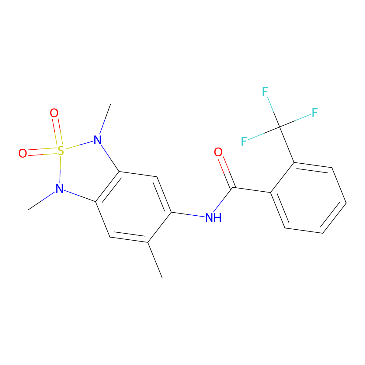 2-(trifluoromethyl)-N-(1,3,6-trimethyl-2,2-dioxo-1,3-dihydro-2lambda6,1,3-benzothiadiazol-5-yl)benzamide molecular structure, CAS 2034338-59-3