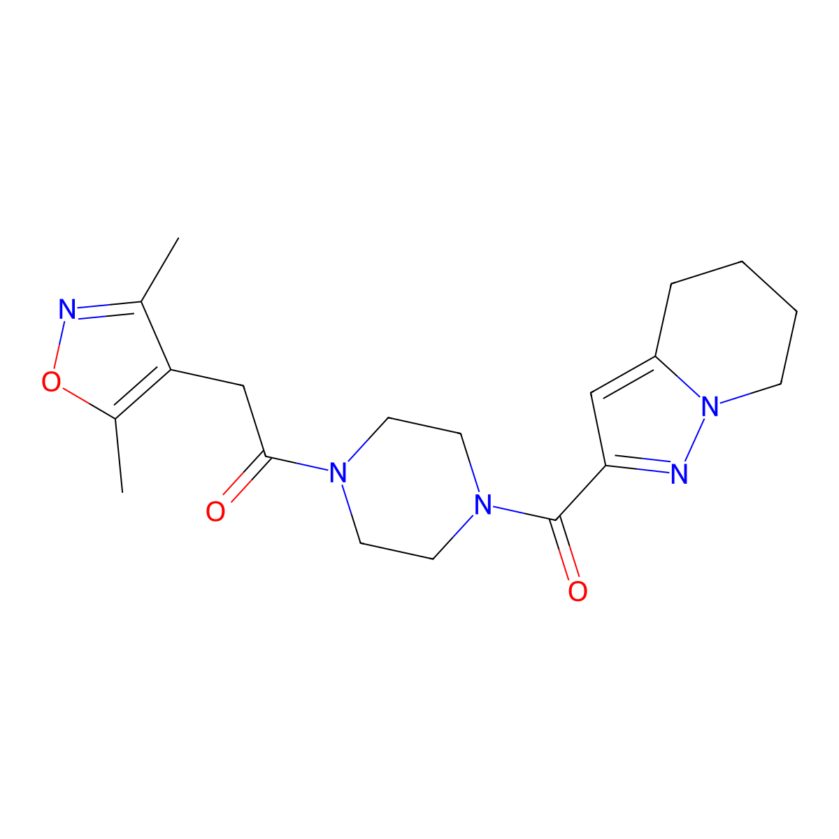2-(3,5-Dimethylisoxazol-4-yl)-1-(4-(4,5,6,7-tetrahydropyrazolo[1,5-a]pyridine-2-carbonyl)piperazin-1-yl)ethanone molecular structure, CAS 2034338-60-6