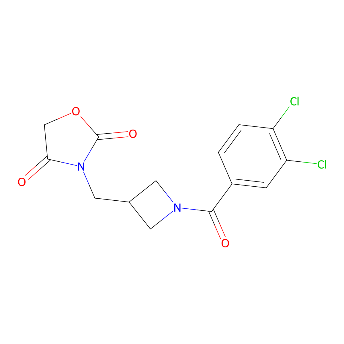 3-((1-(3,4-Dichlorobenzoyl)azetidin-3-yl)methyl)oxazolidine-2,4-dione molecular structure, CAS 2034338-61-7