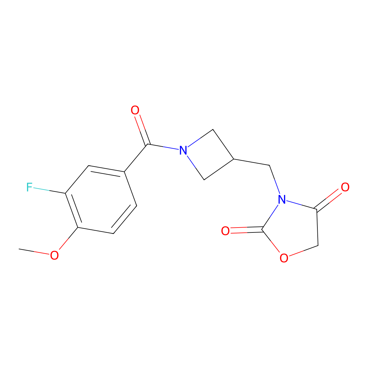 3-((1-(3-Fluoro-4-methoxybenzoyl)azetidin-3-yl)methyl)oxazolidine-2,4-dione molecular structure, CAS 2034338-64-0