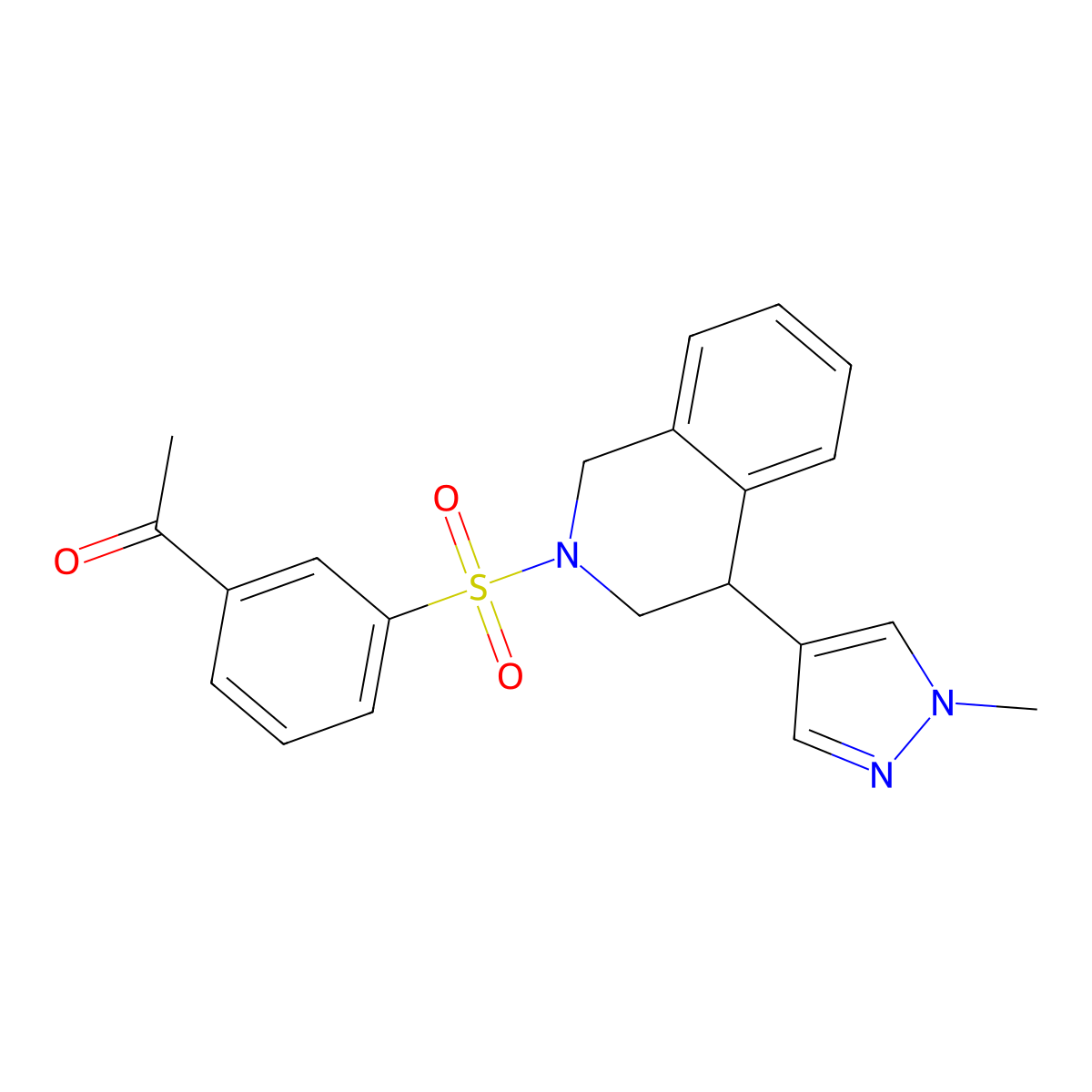 1-(3-((4-(1-methyl-1H-pyrazol-4-yl)-3,4-dihydroisoquinolin-2(1H)-yl)sulfonyl)phenyl)ethanone molecular structure, CAS 2034338-66-2