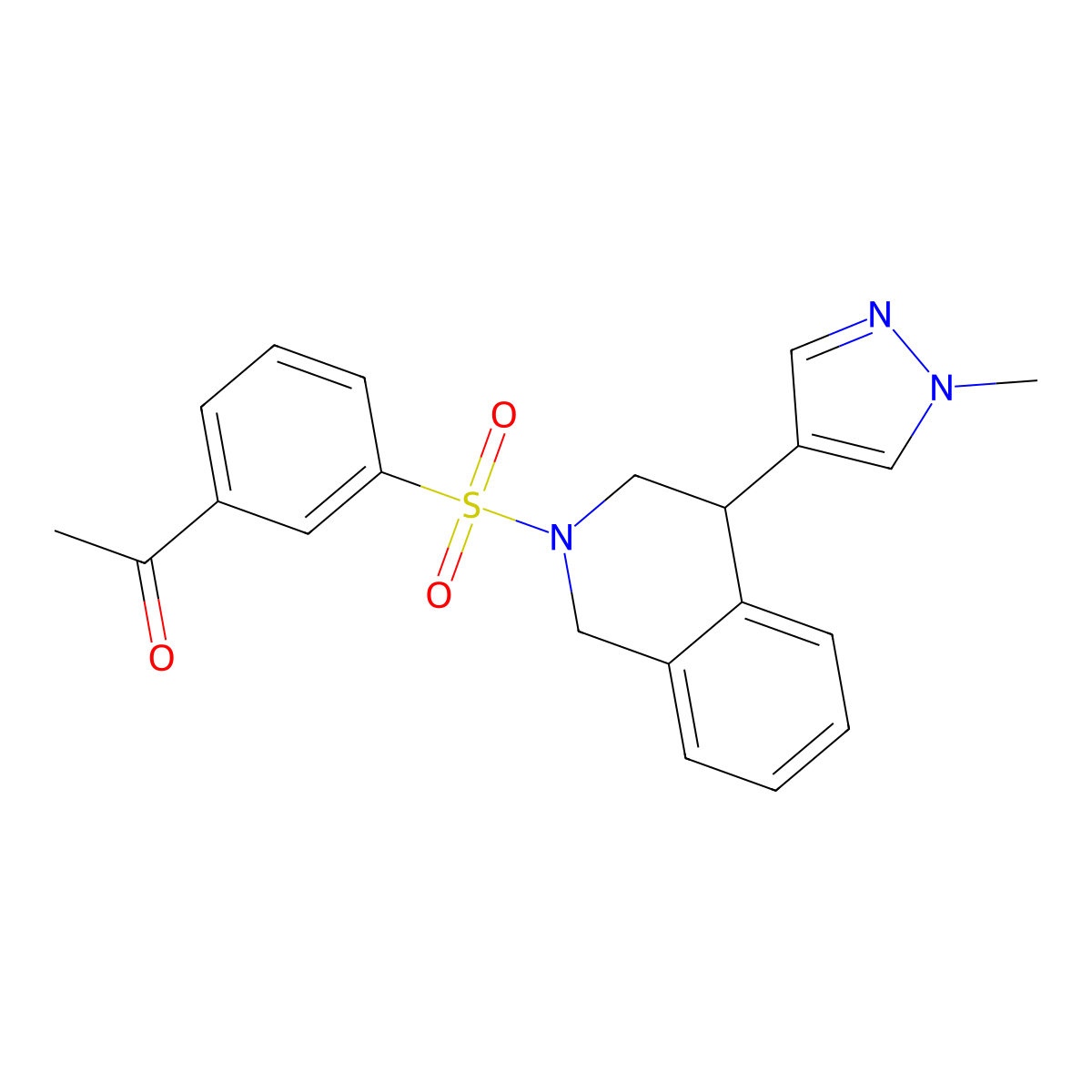 1-(3-((4-(1-methyl-1H-pyrazol-4-yl)-3,4-dihydroisoquinolin-2(1H)-yl)sulfonyl)phenyl)ethanone molecular structure, CAS 2034338-66-2
