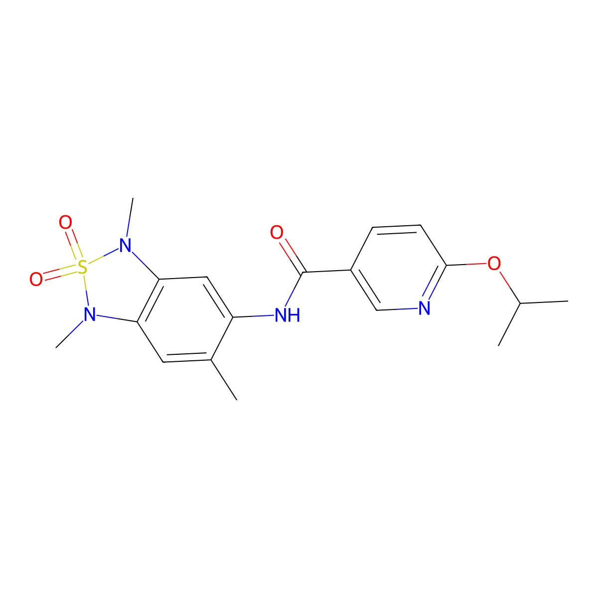 6-isopropoxy-N-(1,3,6-trimethyl-2,2-dioxido-1,3-dihydrobenzo[c][1,2,5]thiadiazol-5-yl)nicotinamide molecular structure, CAS 2034338-75-3