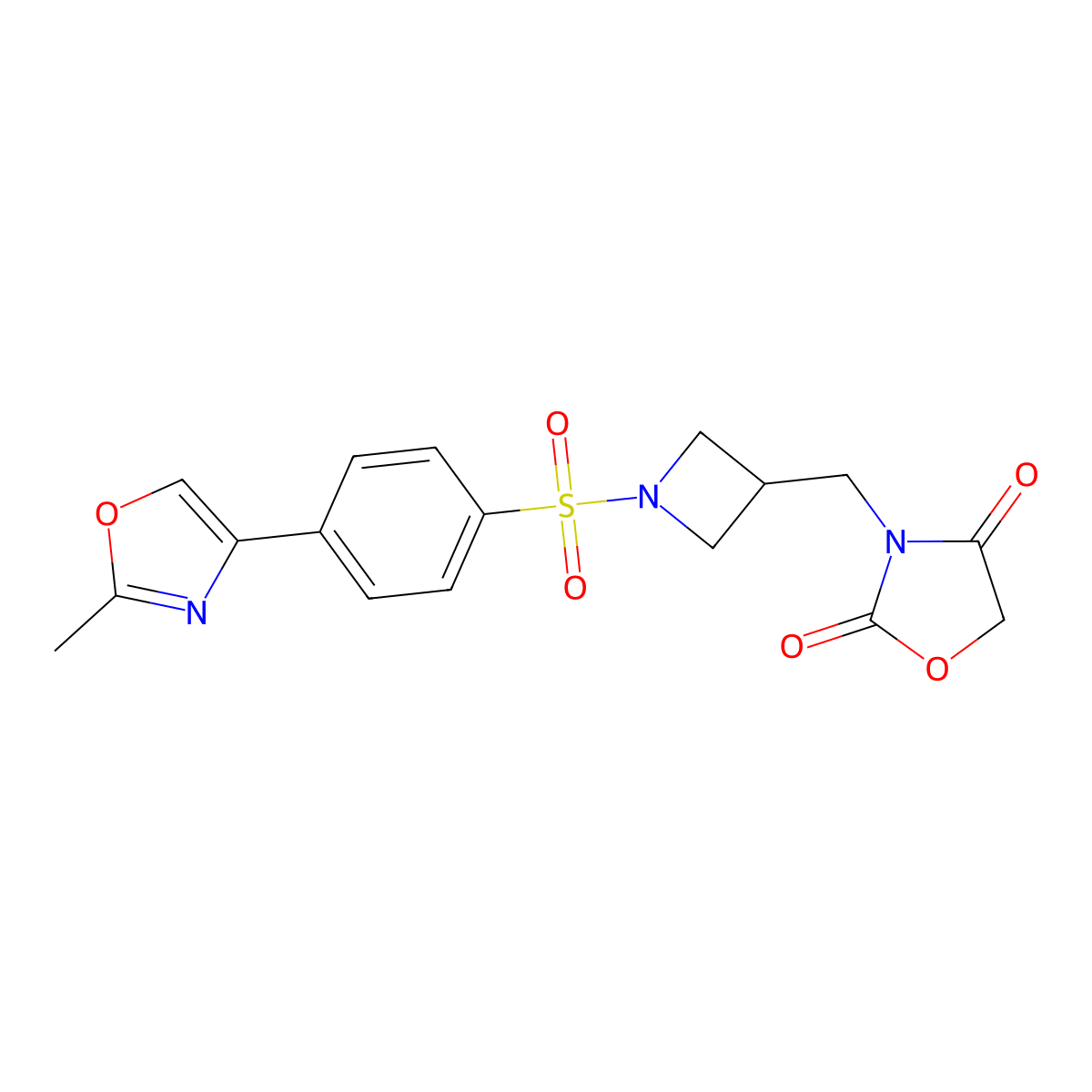 3-((1-((4-(2-Methyloxazol-4-yl)phenyl)sulfonyl)azetidin-3-yl)methyl)oxazolidine-2,4-dione molecular structure, CAS 2034338-78-6
