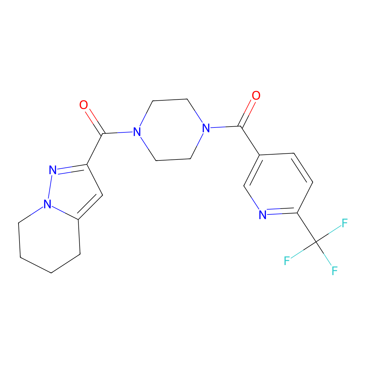 (4,5,6,7-Tetrahydropyrazolo[1,5-a]pyridin-2-yl)(4-(6-(trifluoromethyl)nicotinoyl)piperazin-1-yl)methanone molecular structure, CAS 2034338-80-0