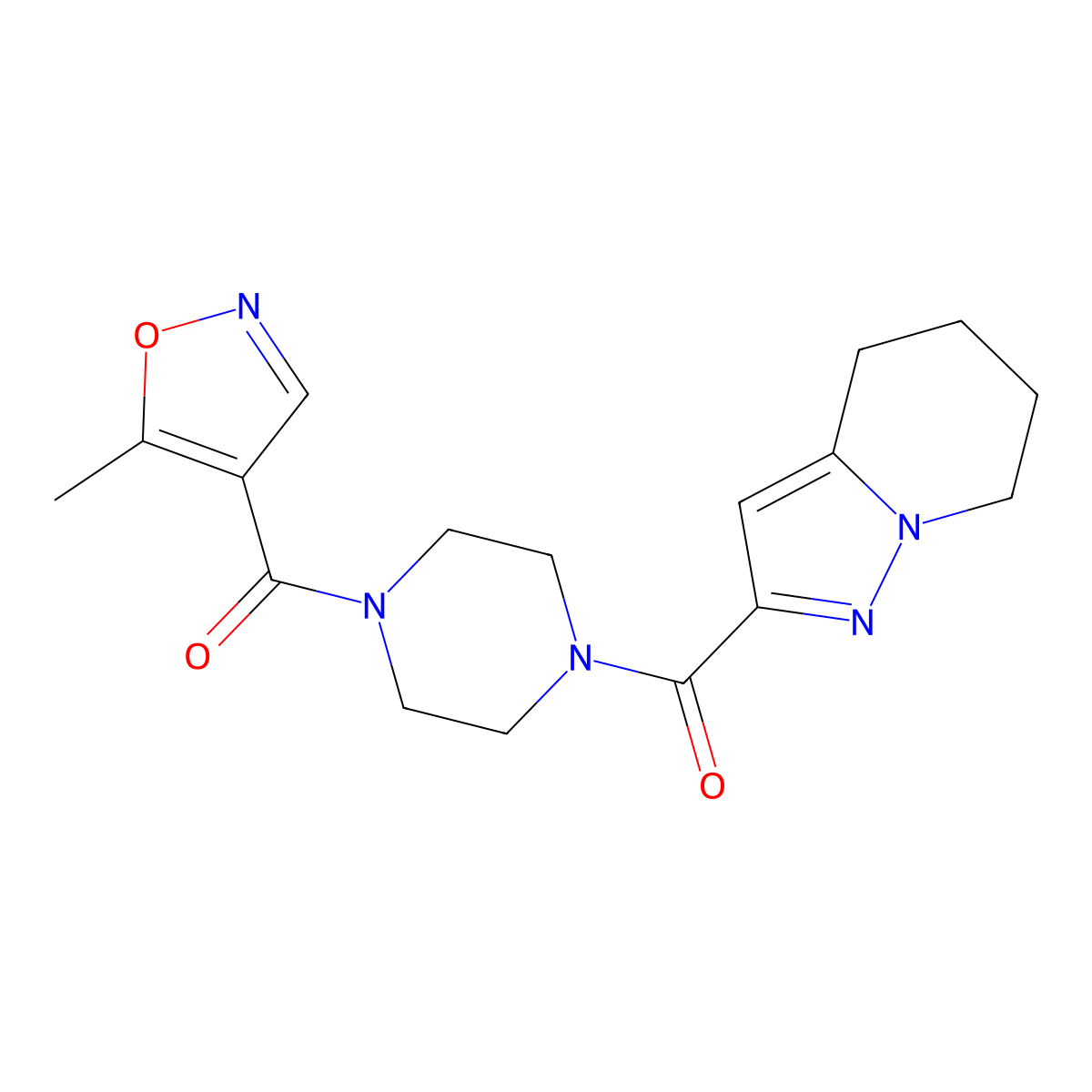(5-Methylisoxazol-4-yl)(4-(4,5,6,7-tetrahydropyrazolo[1,5-a]pyridine-2-carbonyl)piperazin-1-yl)methanone molecular structure, CAS 2034338-82-2