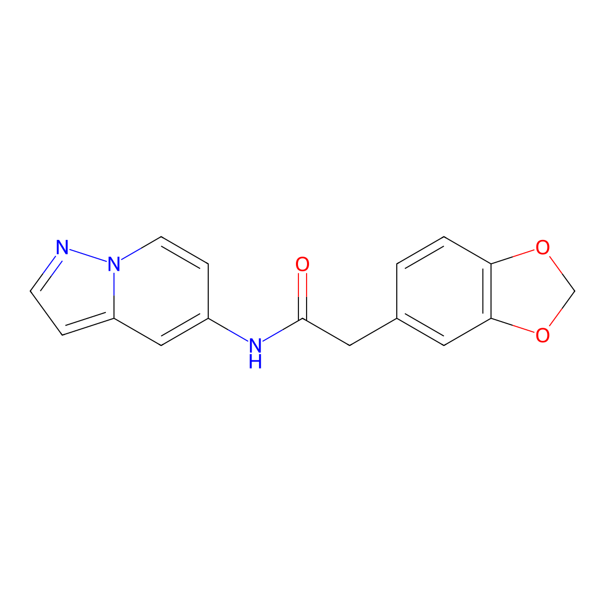 2-(benzo[d][1,3]dioxol-5-yl)-N-(pyrazolo[1,5-a]pyridin-5-yl)acetamide molecular structure, CAS 2034338-83-3
