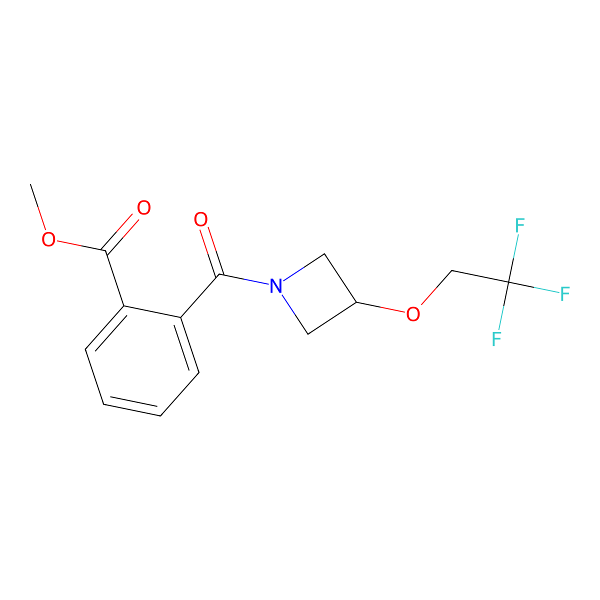 Methyl 2-[3-(2,2,2-trifluoroethoxy)azetidine-1-carbonyl]benzoate molecular structure, CAS 2034338-84-4