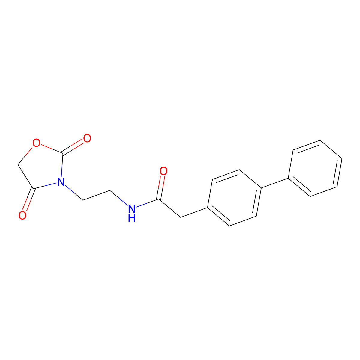 2-([1,1'-biphenyl]-4-yl)-N-(2-(2,4-dioxooxazolidin-3-yl)ethyl)acetamide molecular structure, CAS 2034339-03-0