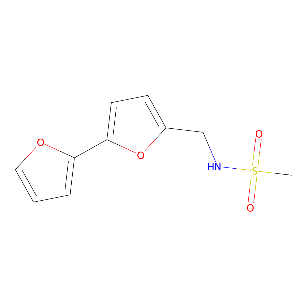 N-([2,2'-bifuran]-5-ylmethyl)methanesulfonamide molecular structure, CAS 2034339-05-2