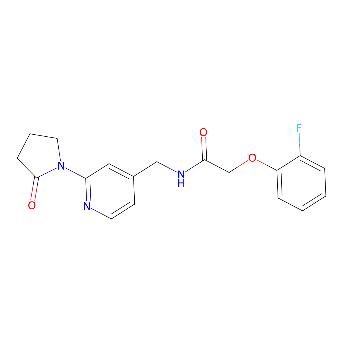 2-(2-fluorophenoxy)-N-{[2-(2-oxopyrrolidin-1-yl)pyridin-4-yl]methyl}acetamide molecular structure, CAS 2034339-07-4