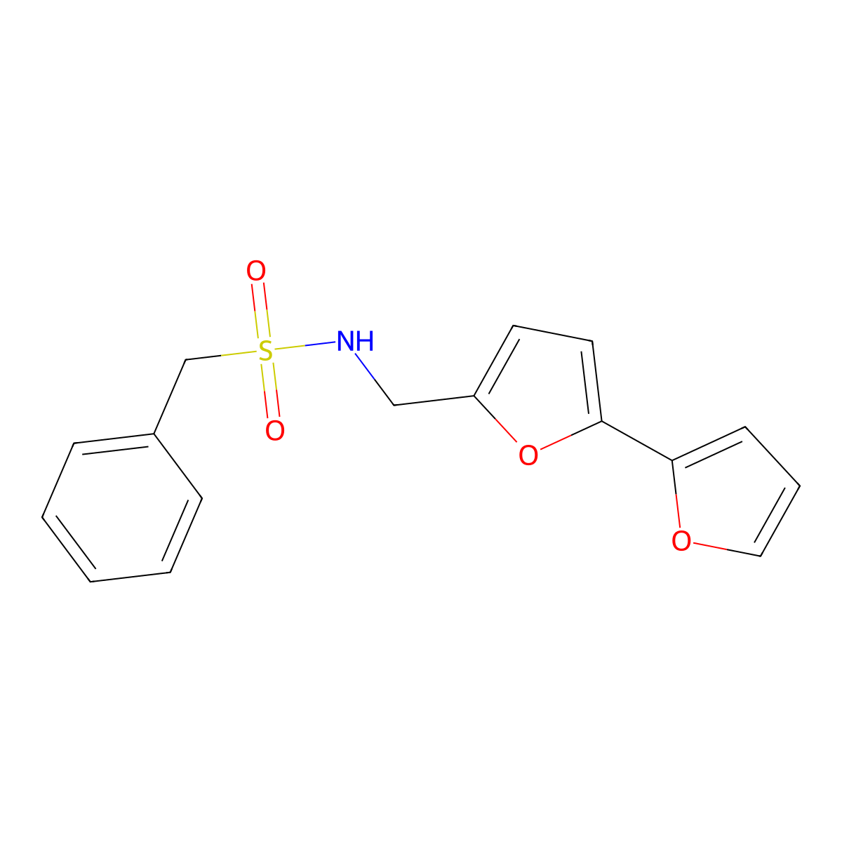 N-([2,2'-bifuran]-5-ylmethyl)-1-phenylmethanesulfonamide molecular structure, CAS 2034339-11-0