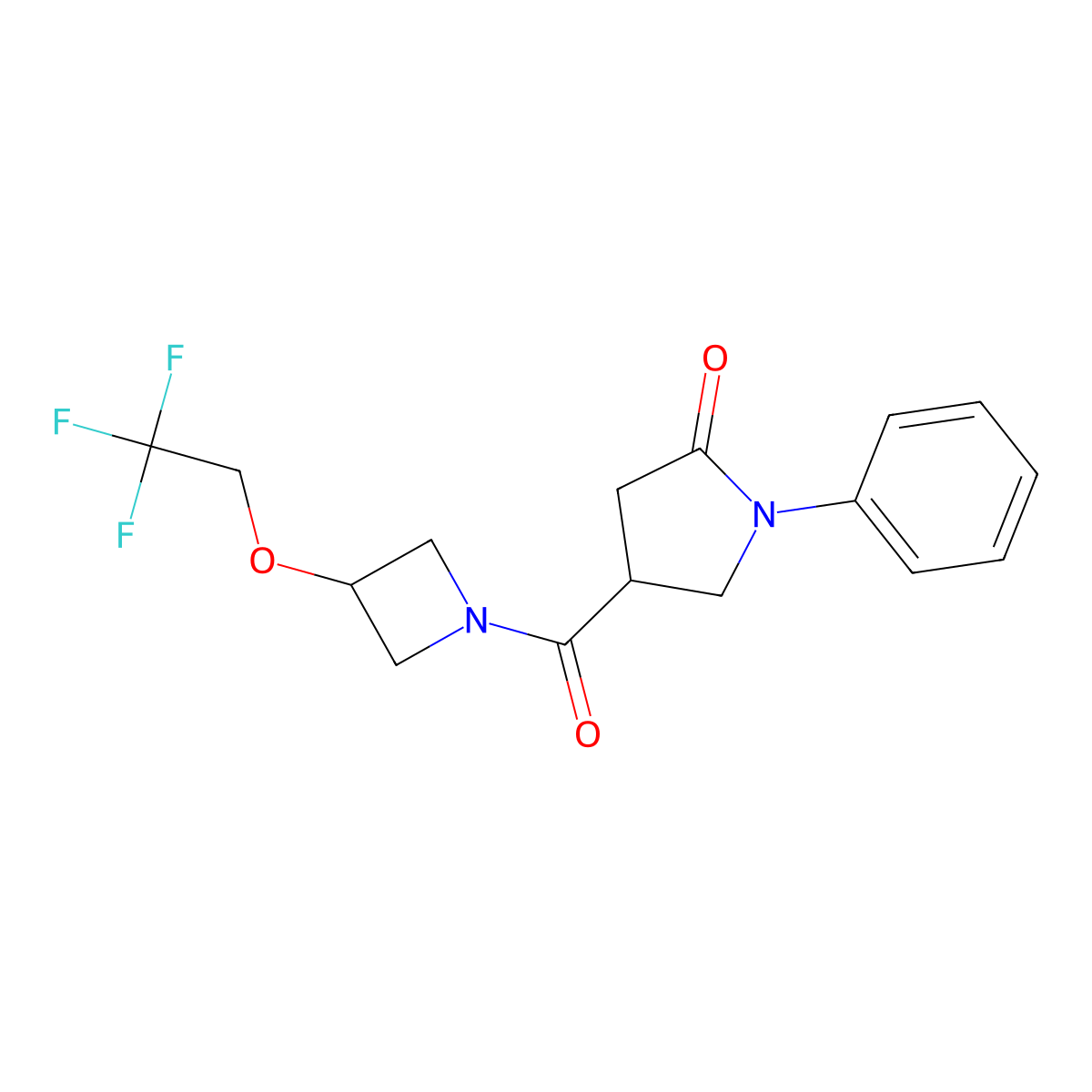 1-Phenyl-4-[3-(2,2,2-trifluoroethoxy)azetidine-1-carbonyl]pyrrolidin-2-one molecular structure, CAS 2034339-16-5