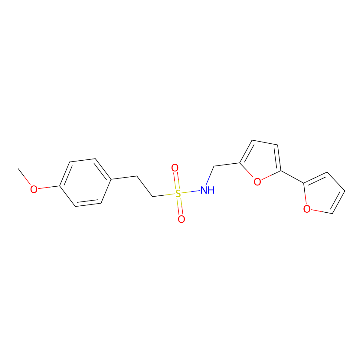 N-({[2,2'-bifuran]-5-yl}methyl)-2-(4-methoxyphenyl)ethane-1-sulfonamide molecular structure, CAS 2034339-19-8