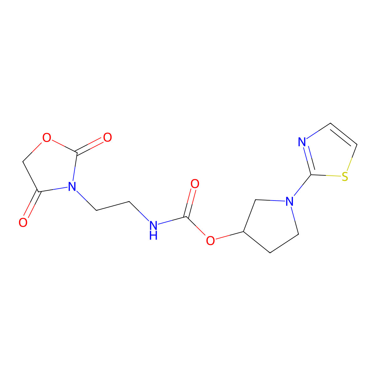 1-(Thiazol-2-yl)pyrrolidin-3-yl (2-(2,4-dioxooxazolidin-3-yl)ethyl)carbamate molecular structure, CAS 2034339-27-8