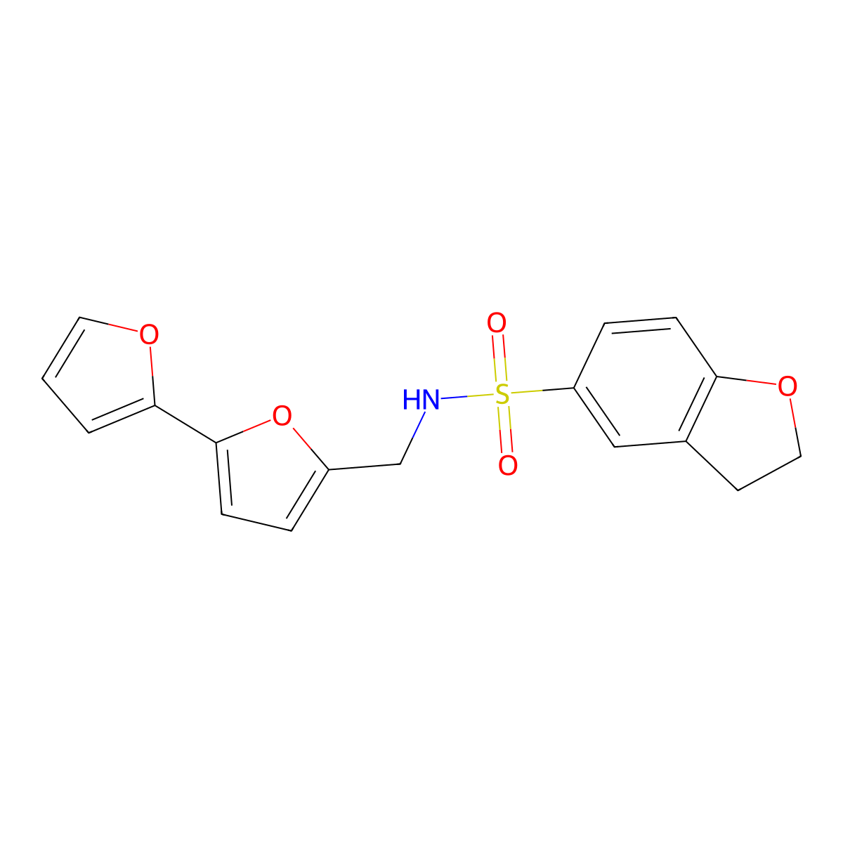N-([2,2'-bifuran]-5-ylmethyl)-2,3-dihydrobenzofuran-5-sulfonamide molecular structure, CAS 2034339-29-0