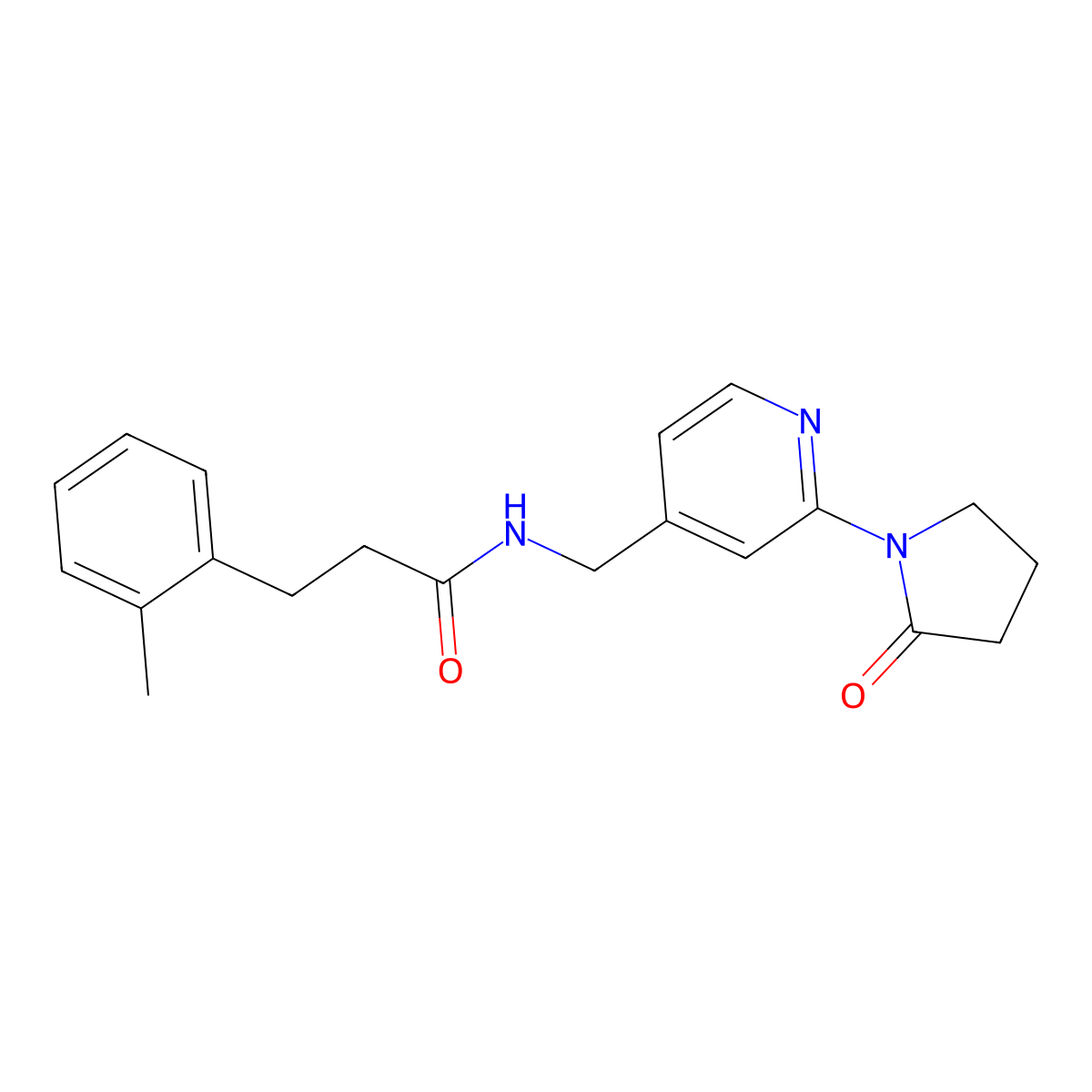 N-((2-(2-oxopyrrolidin-1-yl)pyridin-4-yl)methyl)-3-(o-tolyl)propanamide molecular structure, CAS 2034339-31-4