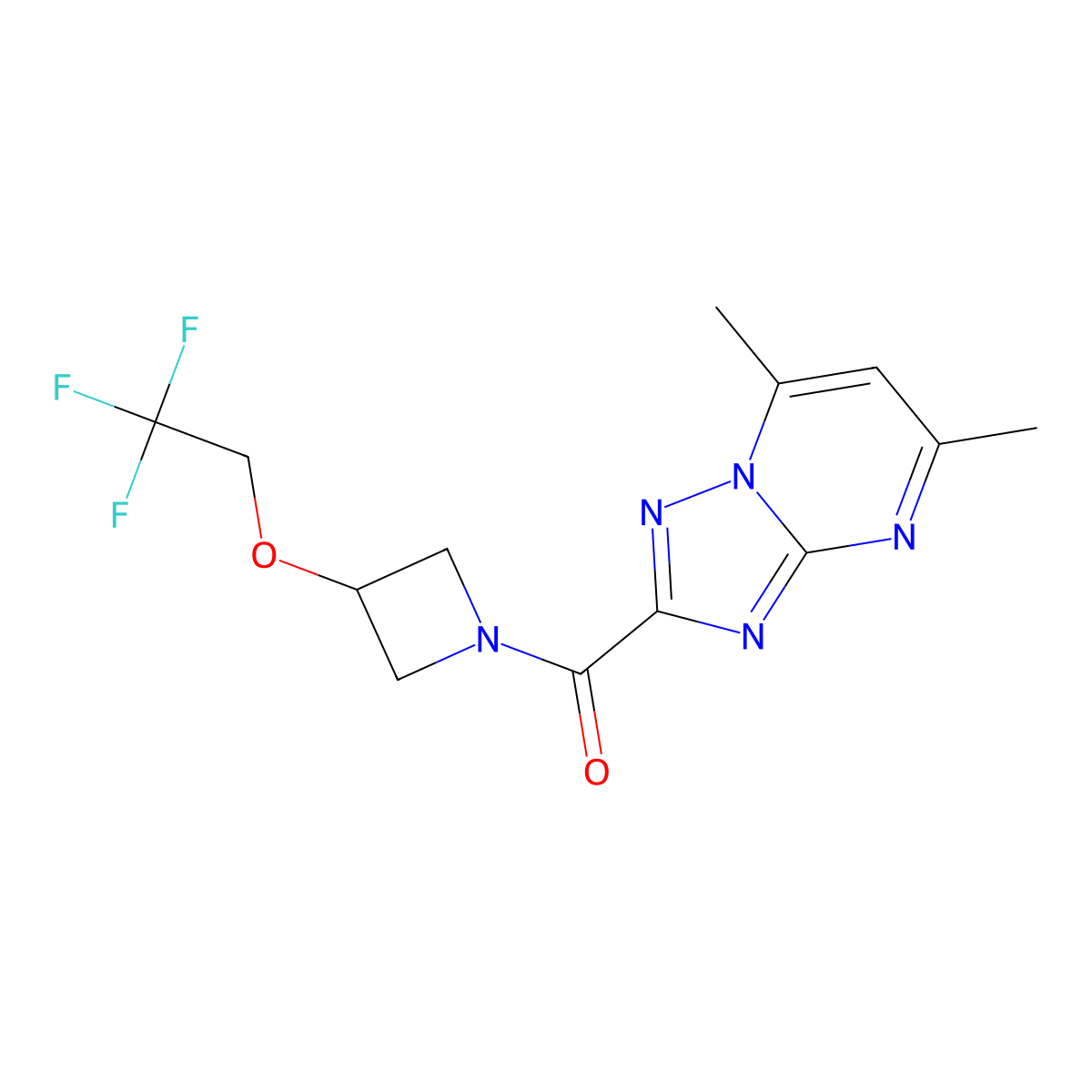 (5,7-Dimethyl-[1,2,4]triazolo[1,5-a]pyrimidin-2-yl)(3-(2,2,2-trifluoroethoxy)azetidin-1-yl)methanone molecular structure, CAS 2034339-32-5