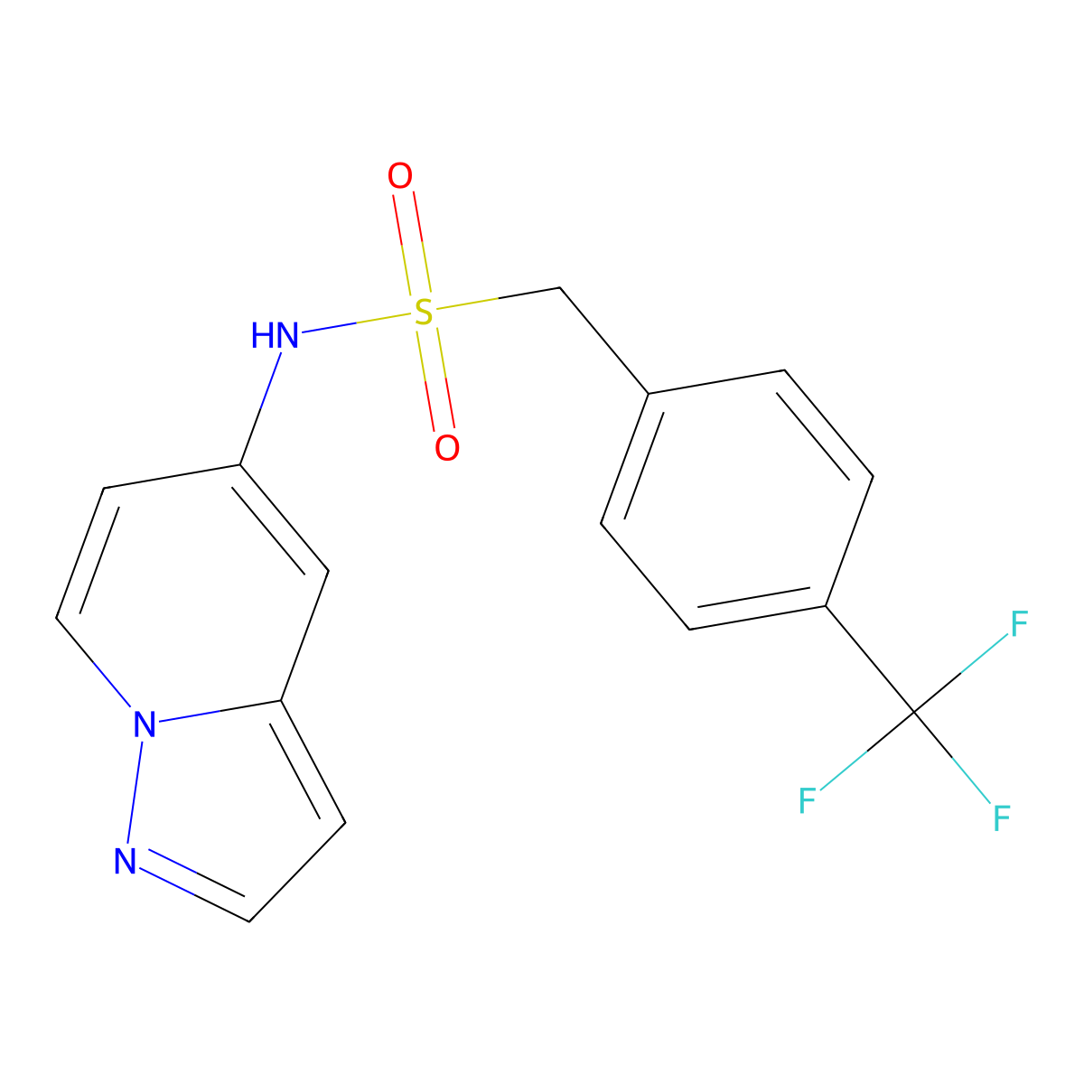 N-(pyrazolo[1,5-a]pyridin-5-yl)-1-(4-(trifluoromethyl)phenyl)methanesulfonamide molecular structure, CAS 2034339-37-0