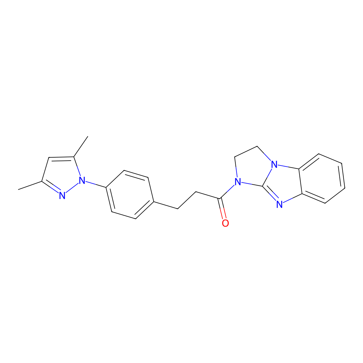 3-[4-(3,5-dimethyl-1H-pyrazol-1-yl)phenyl]-1-{2,5,7-triazatricyclo[6.4.0.0^{2,6}]dodeca-1(8),6,9,11-tetraen-5-yl}propan-1-one molecular structure, CAS 2034339-42-7