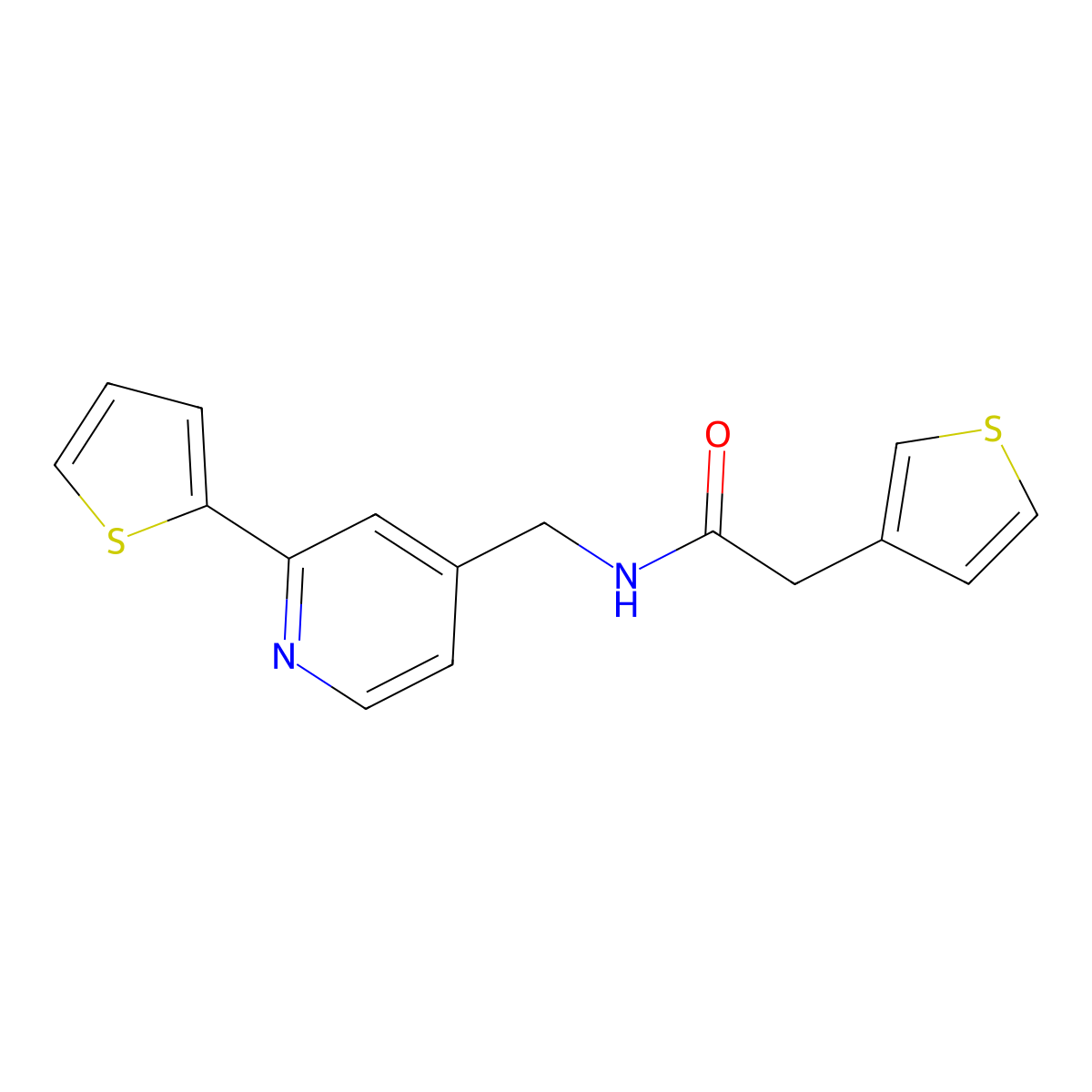 N-{[2-(thiophen-2-yl)pyridin-4-yl]methyl}-2-(thiophen-3-yl)acetamide molecular structure, CAS 2034339-43-8