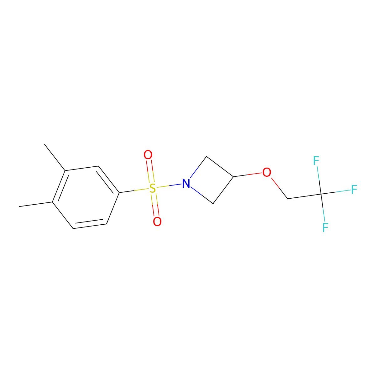 1-((3,4-Dimethylphenyl)sulfonyl)-3-(2,2,2-trifluoroethoxy)azetidine molecular structure, CAS 2034339-44-9