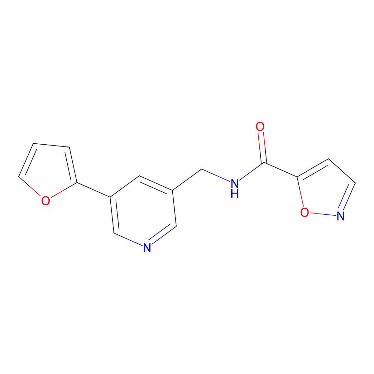 N-((5-(furan-2-yl)pyridin-3-yl)methyl)isoxazole-5-carboxamide molecular structure, CAS 2034339-45-0