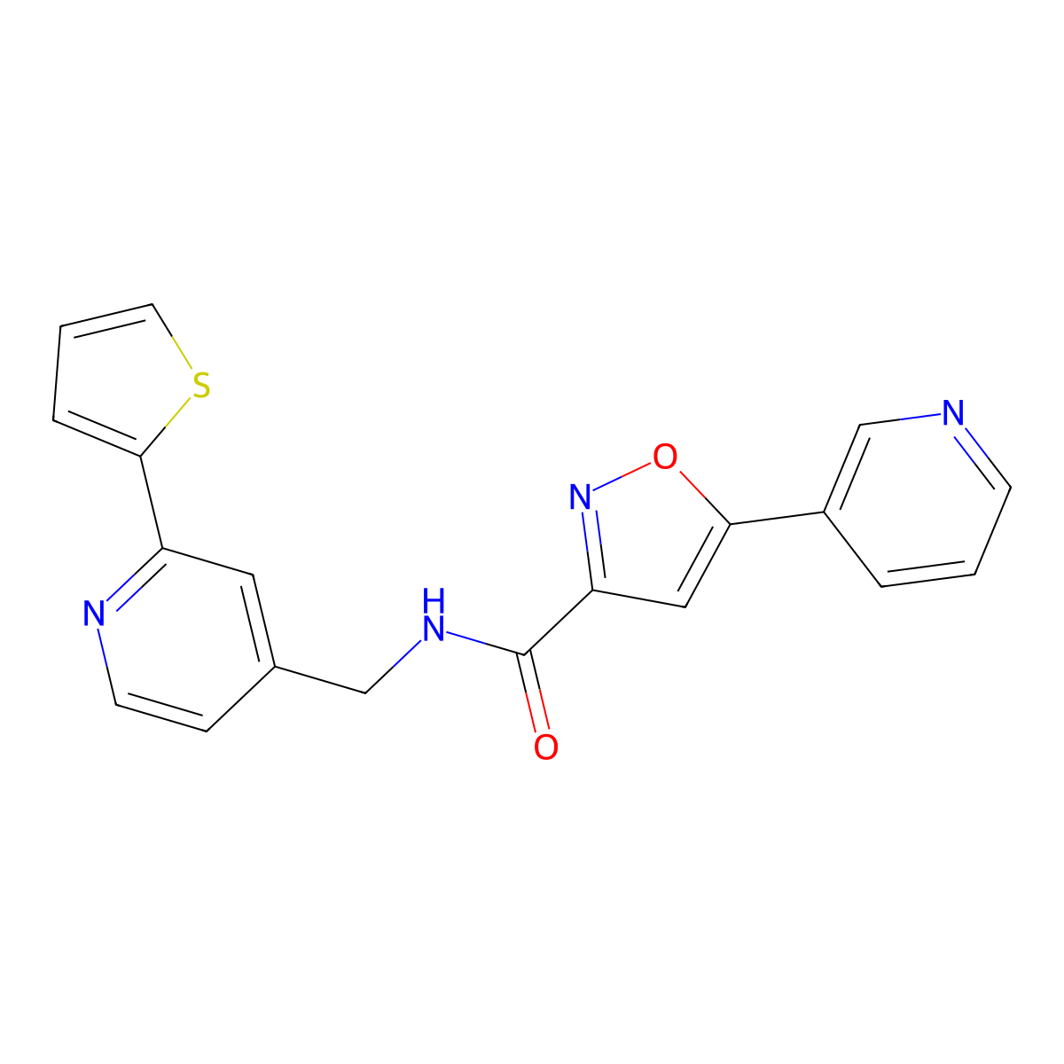 5-(pyridin-3-yl)-N-((2-(thiophen-2-yl)pyridin-4-yl)methyl)isoxazole-3-carboxamide molecular structure, CAS 2034339-46-1