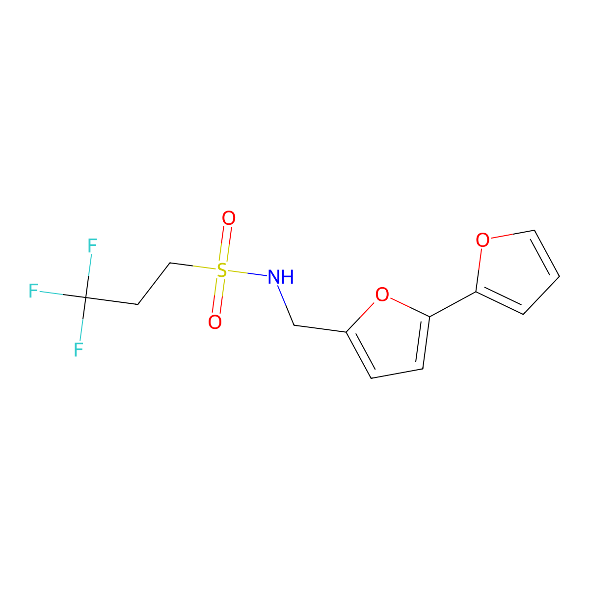 N-({[2,2'-bifuran]-5-yl}methyl)-3,3,3-trifluoropropane-1-sulfonamide molecular structure, CAS 2034339-49-4