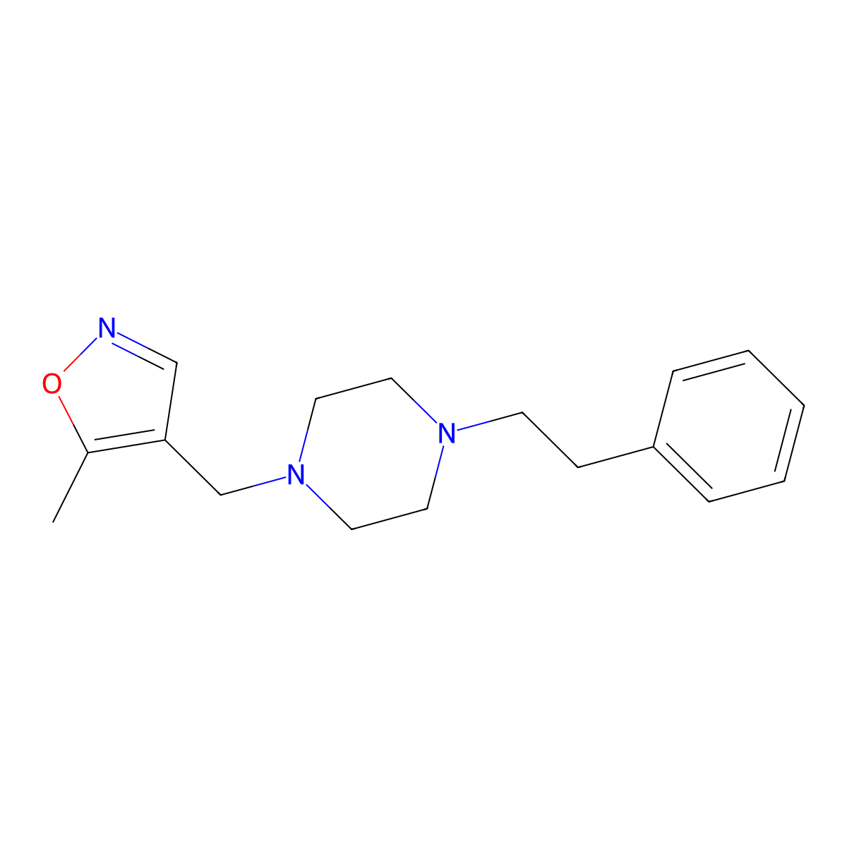5-Methyl-4-((4-phenethylpiperazin-1-yl)methyl)isoxazole molecular structure, CAS 2034339-50-7