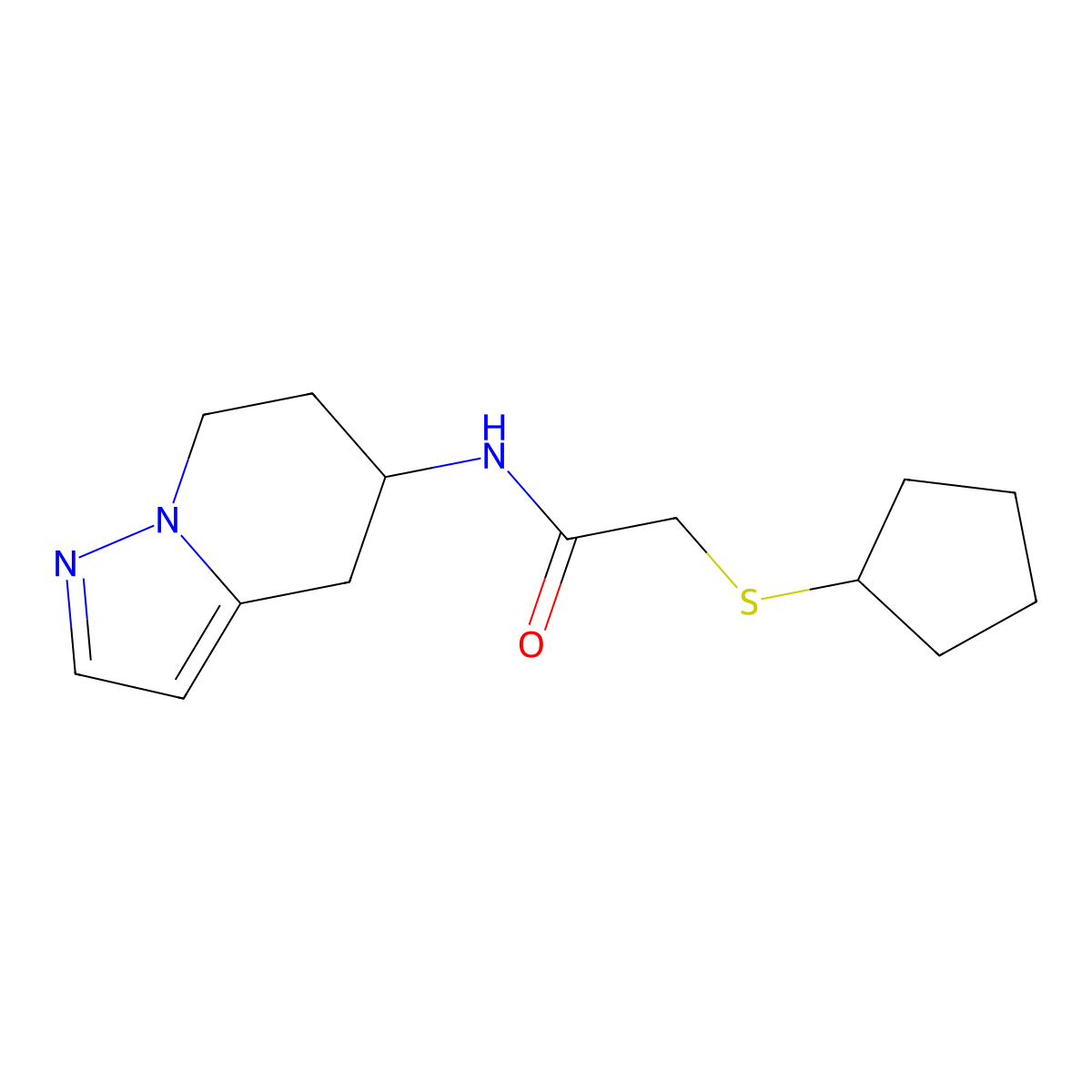 2-(cyclopentylthio)-N-(4,5,6,7-tetrahydropyrazolo[1,5-a]pyridin-5-yl)acetamide molecular structure, CAS 2034339-51-8