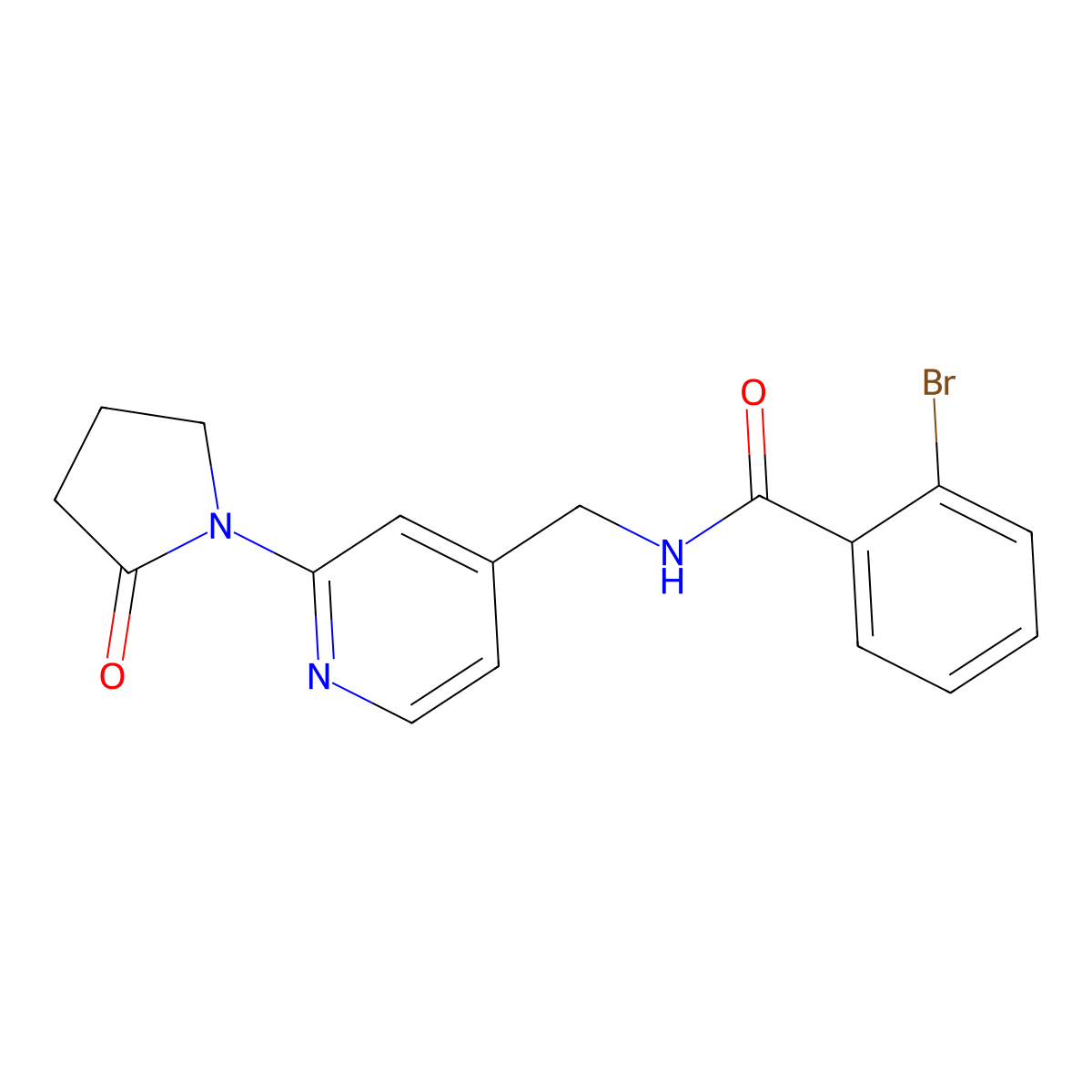 2-bromo-N-((2-(2-oxopyrrolidin-1-yl)pyridin-4-yl)methyl)benzamide molecular structure, CAS 2034339-54-1